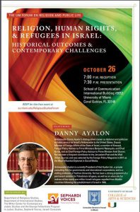 Danny Ayalon will be speaking at the University of Miami- October 26, 2016