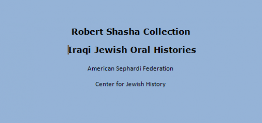 Robert Shasha Collection of Iraqi Jewish Oral Histories